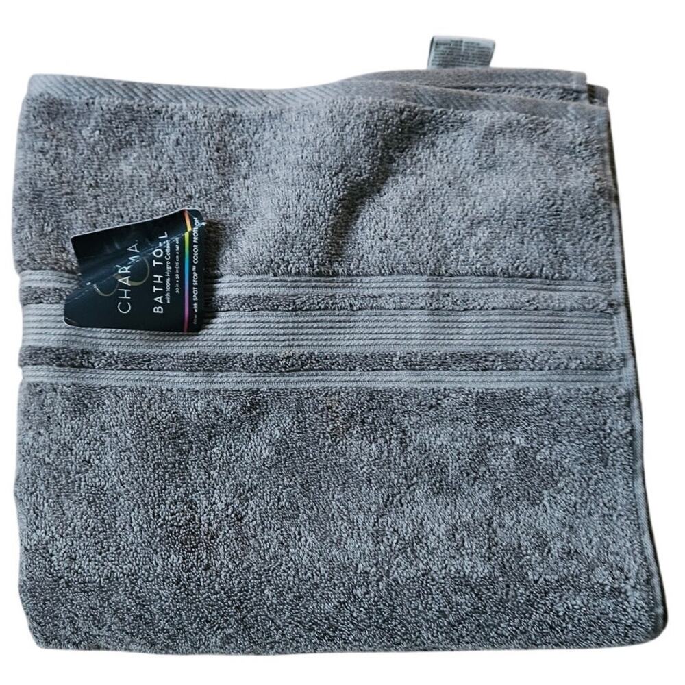 CHARISMA Luxury Bath Towel Gray 30 x 58" Soft Cotton Blend NEW with Tags